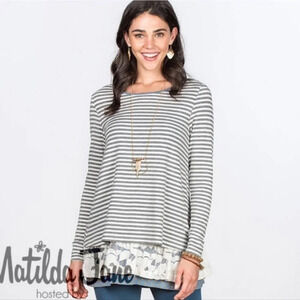 Matilda Jane women’s Medium top shirt Make believe  layered pattern long sleeve